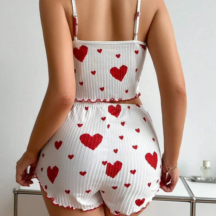 NoEnName Geometric Spaghetti Strap Summer Pajama Set