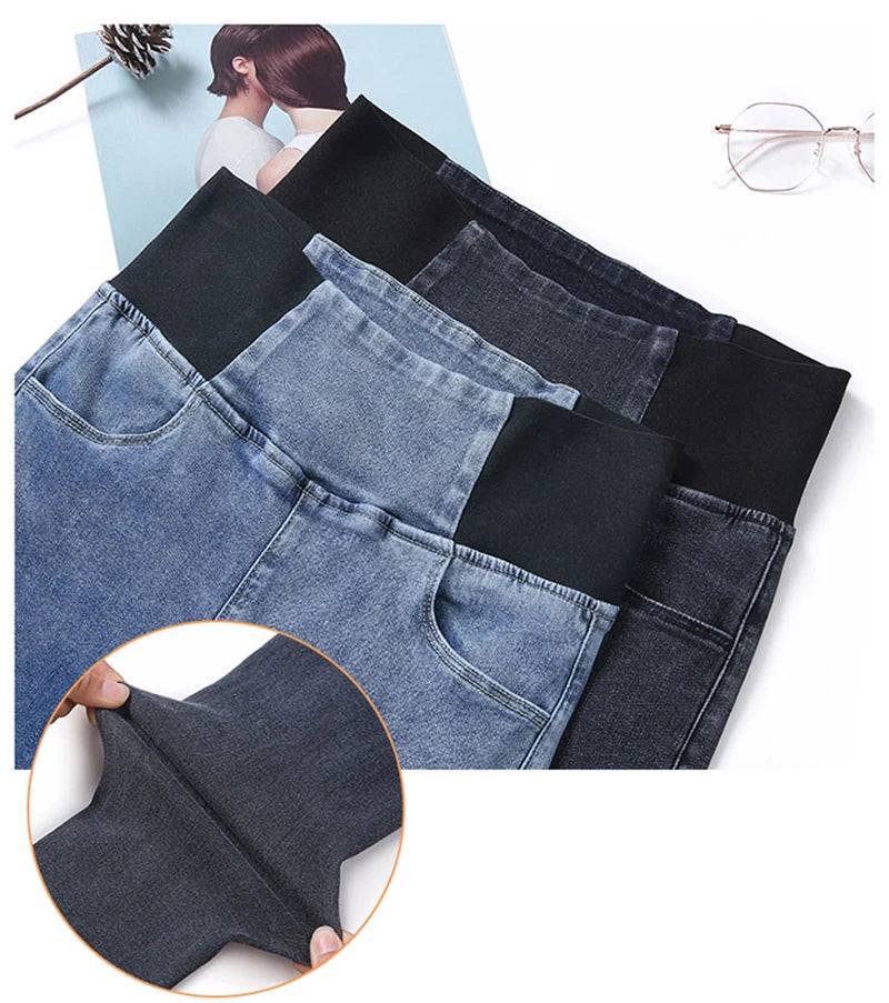 Women’s High-Waist Skinny Pencil Jeans – Stretch Slim Denim Pants