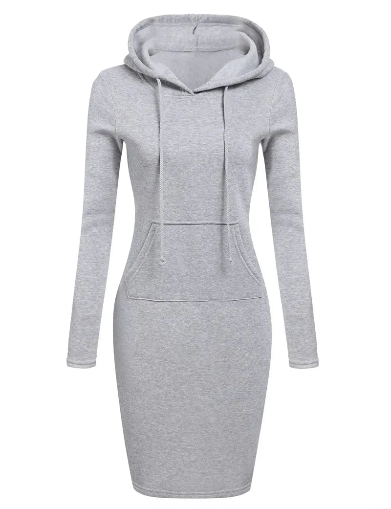 NoEnName Casual Hooded Knee-Length Dress