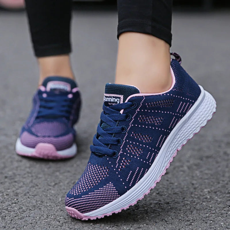 Women Casual Shoes Fashion Breathable Walking Mesh Flat Shoes Sneakers Women 2026 Gym Vulcanized Shoes White Female Footwear