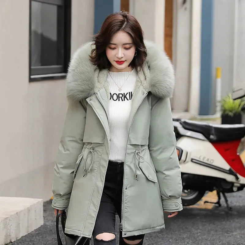 IOQRCJV Long Hooded Winter Parka with Fur Collar for Women