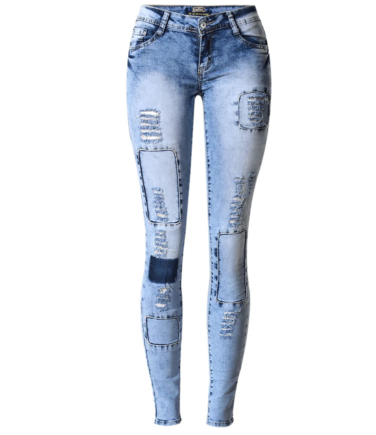 Mid Waist Stretch Pencil Denim with Pockets