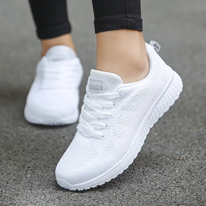 Women Casual Shoes Fashion Breathable Walking Mesh Flat Shoes Sneakers Women 2026 Gym Vulcanized Shoes White Female Footwear