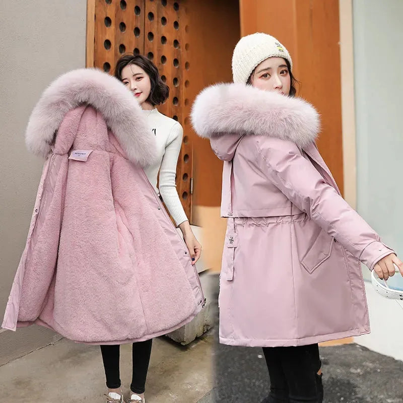 IOQRCJV Long Hooded Winter Parka with Fur Collar for Women