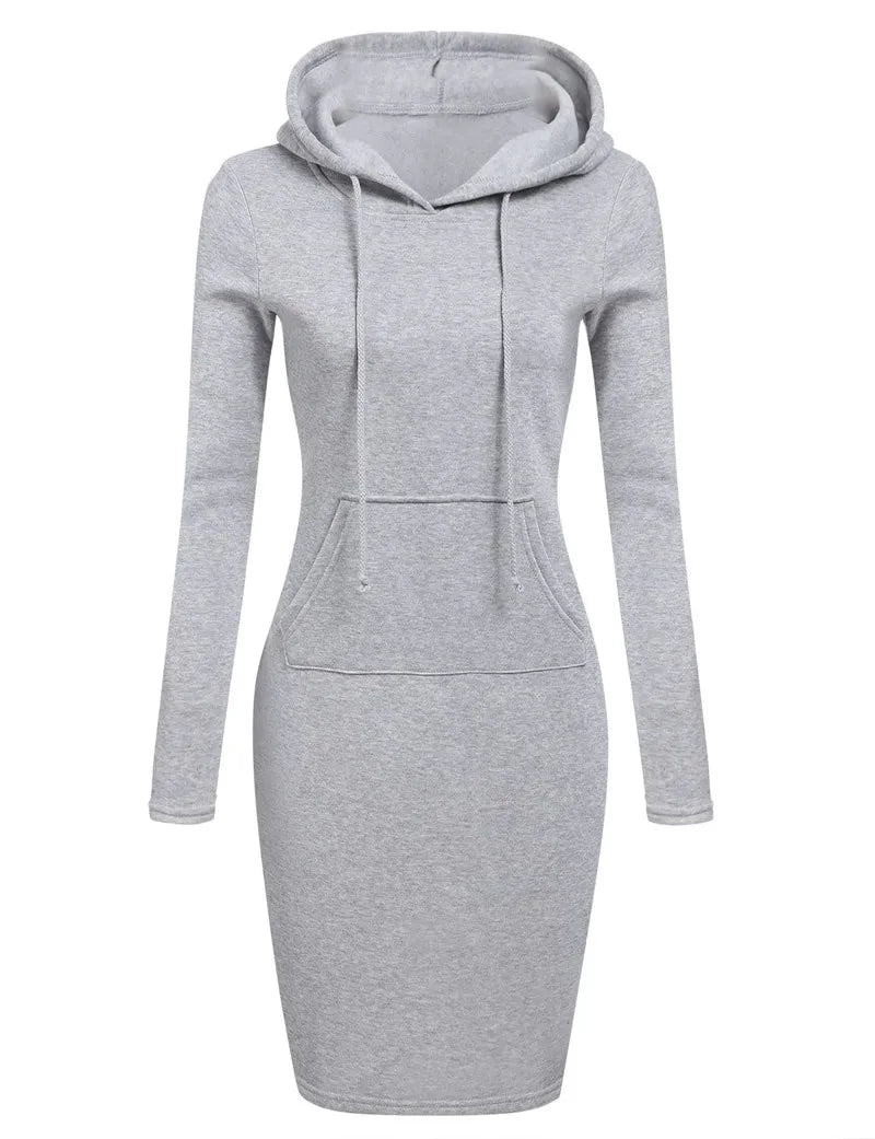 NoEnName Casual Hooded Knee-Length Dress