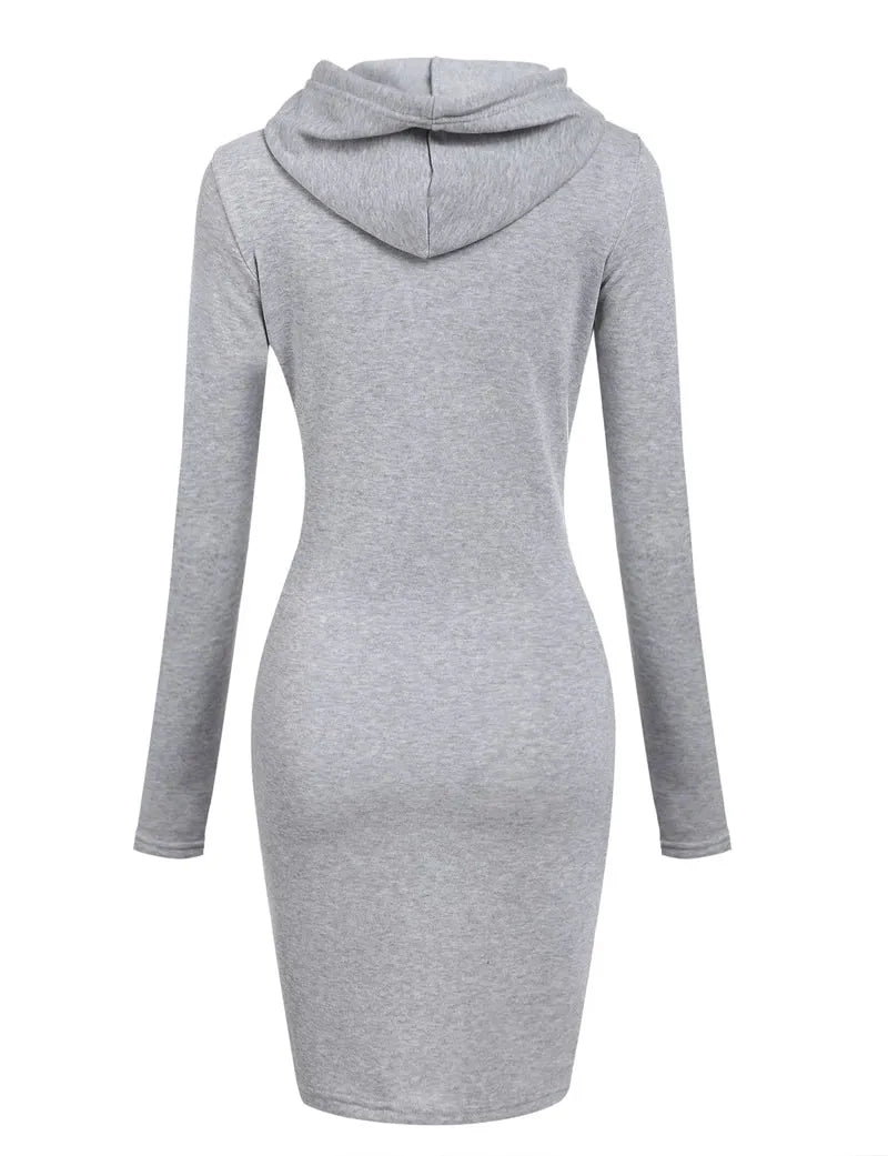 NoEnName Casual Hooded Knee-Length Dress