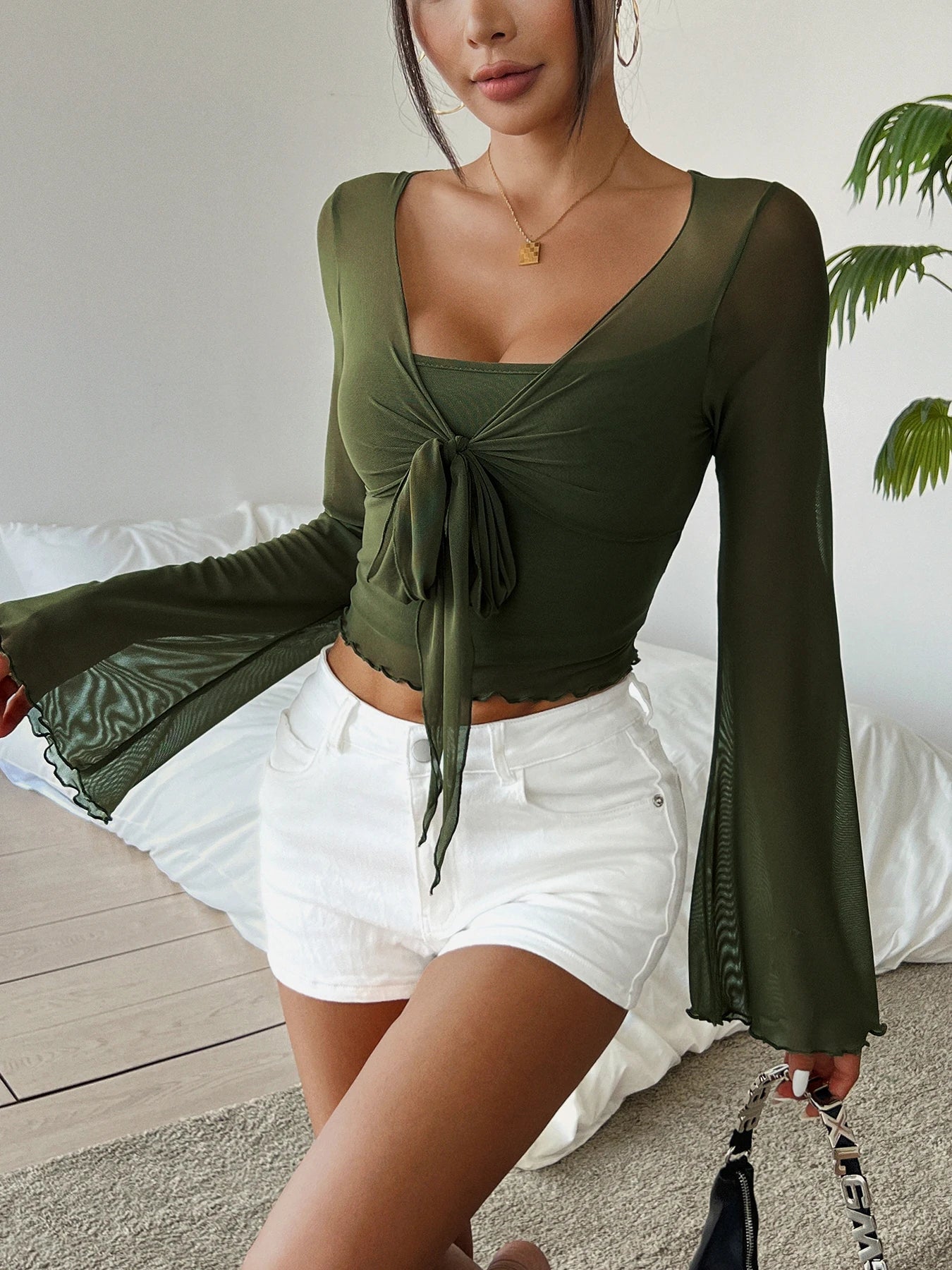 Summer Women's Y2k Floral Printed Sweet V-Neck T-shirts Mesh Beach Party Dress Top Flare Sleeve Square Collar Lace Up Shirt 2026
