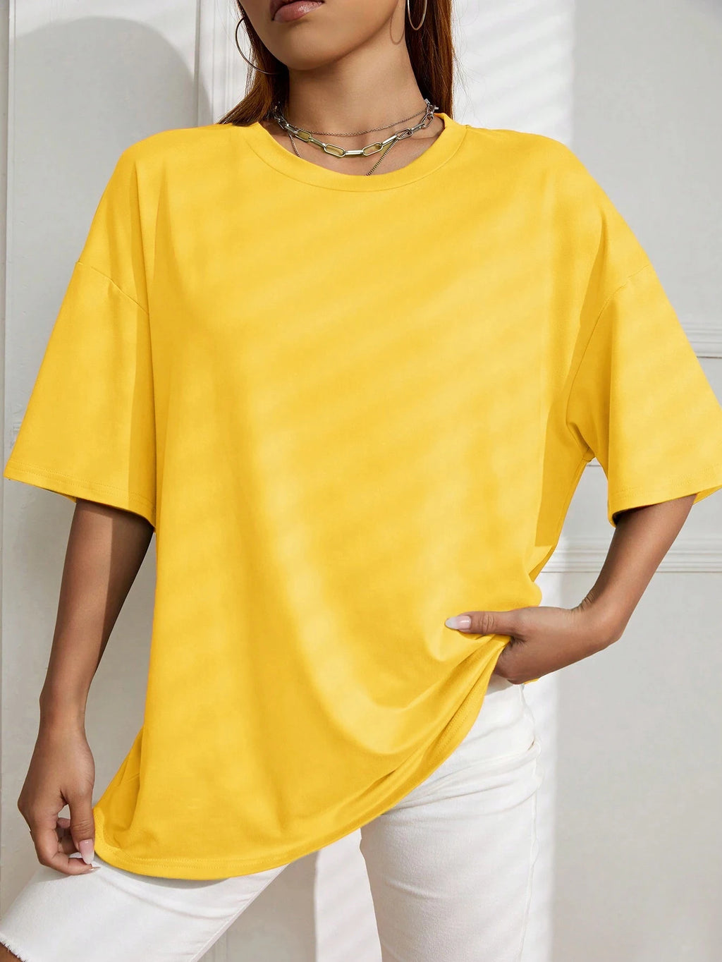 Teekossc Classic Letter Print Cotton T-Shirt for Women