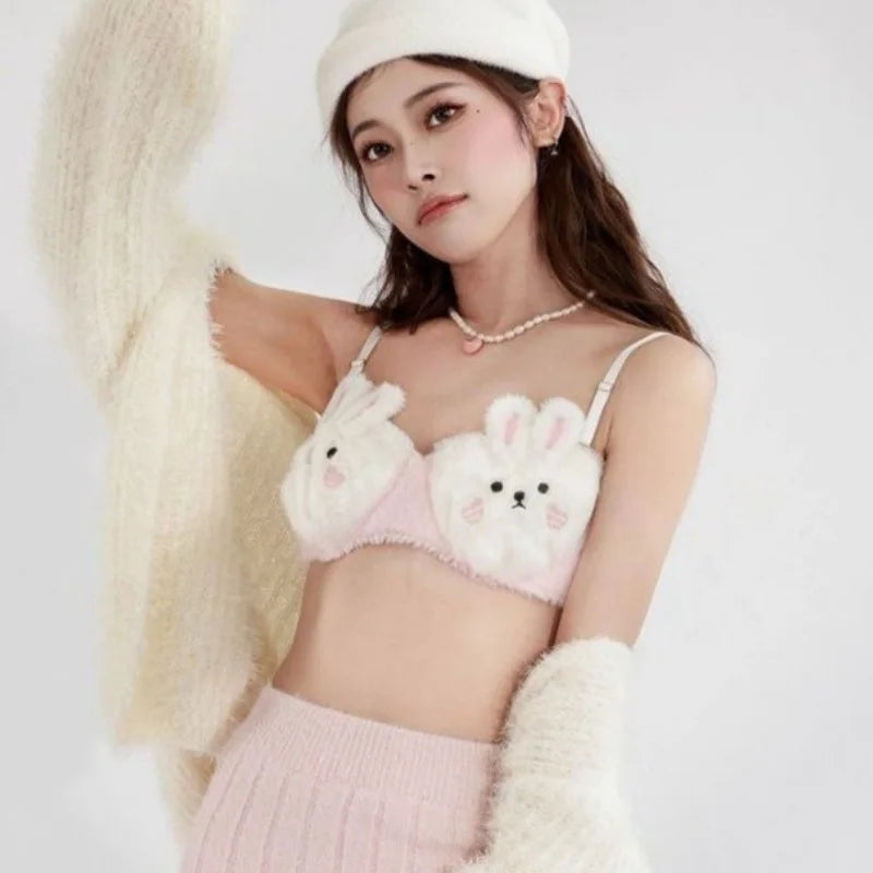 Japanese Lolita plush rabbit cute bra underwear warm woman