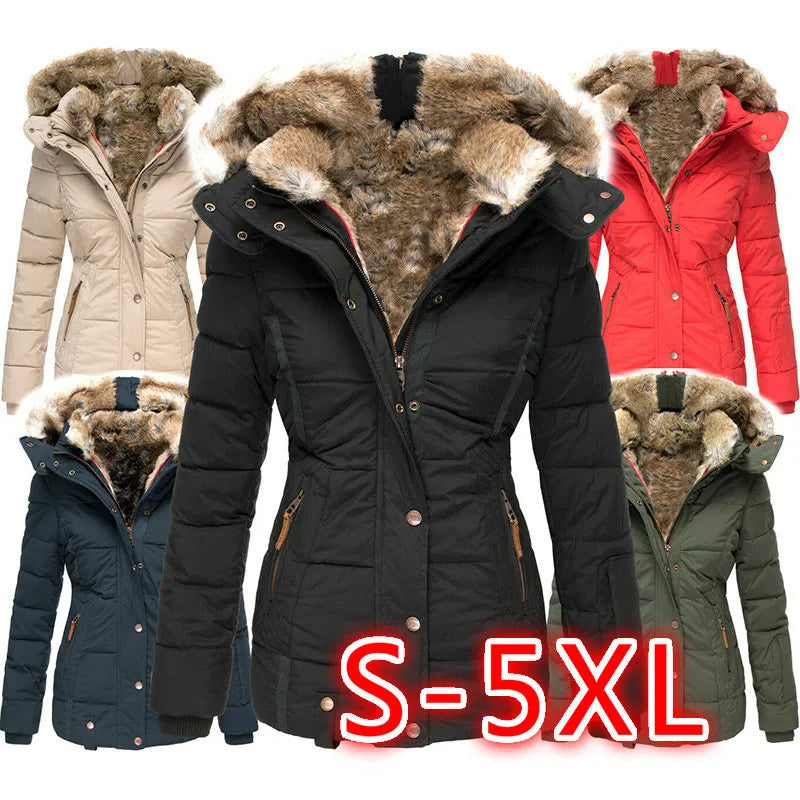 MandyLandy Cozy Fur Hooded Winter Jacket for Women
