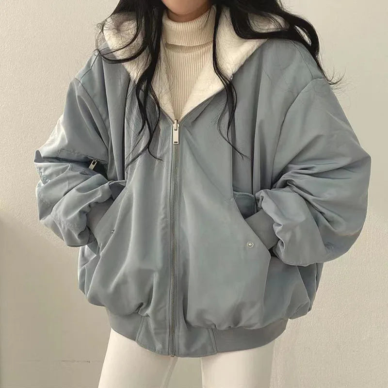 XPQBB Cozy Plush Hooded Winter Parka for Women