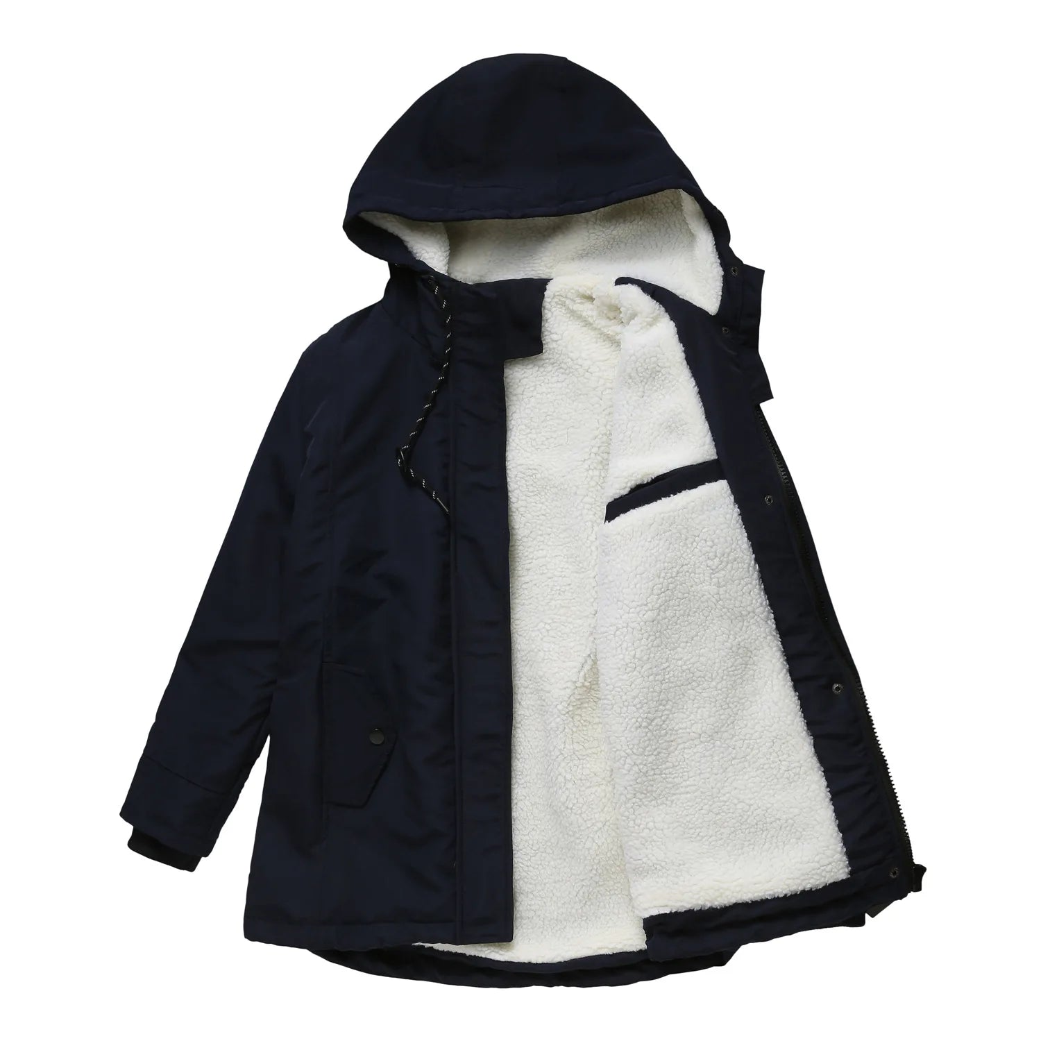 KIDCRKJ Lamb Wool Lined Hooded Winter Parka