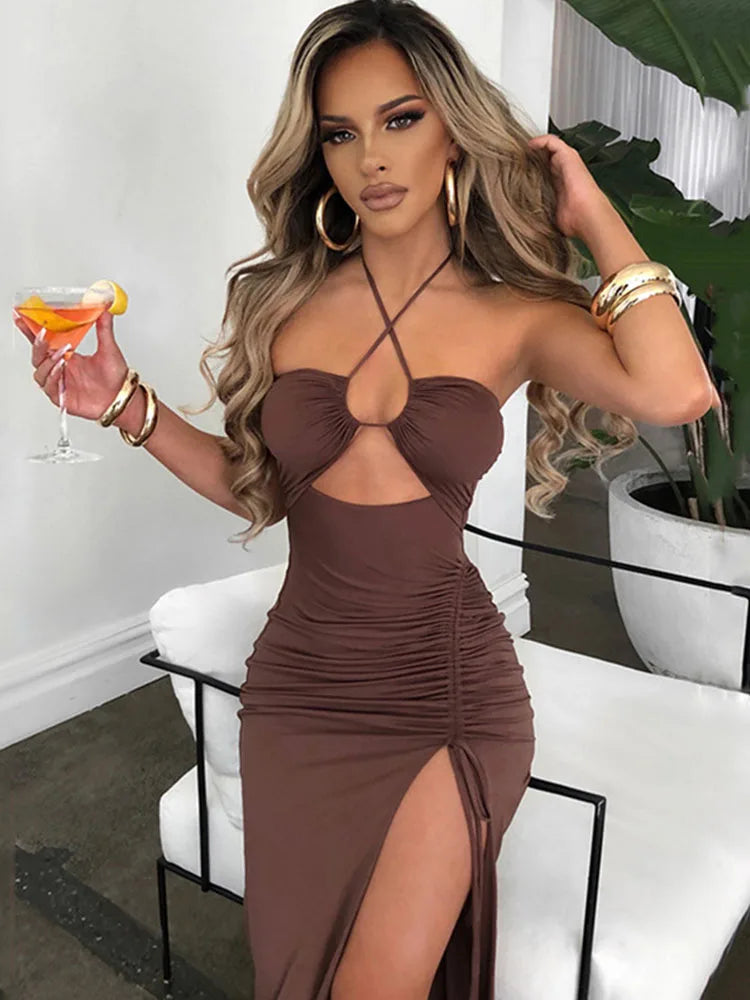 Backless Sexy Midi Nightclub Party Dress for Women
