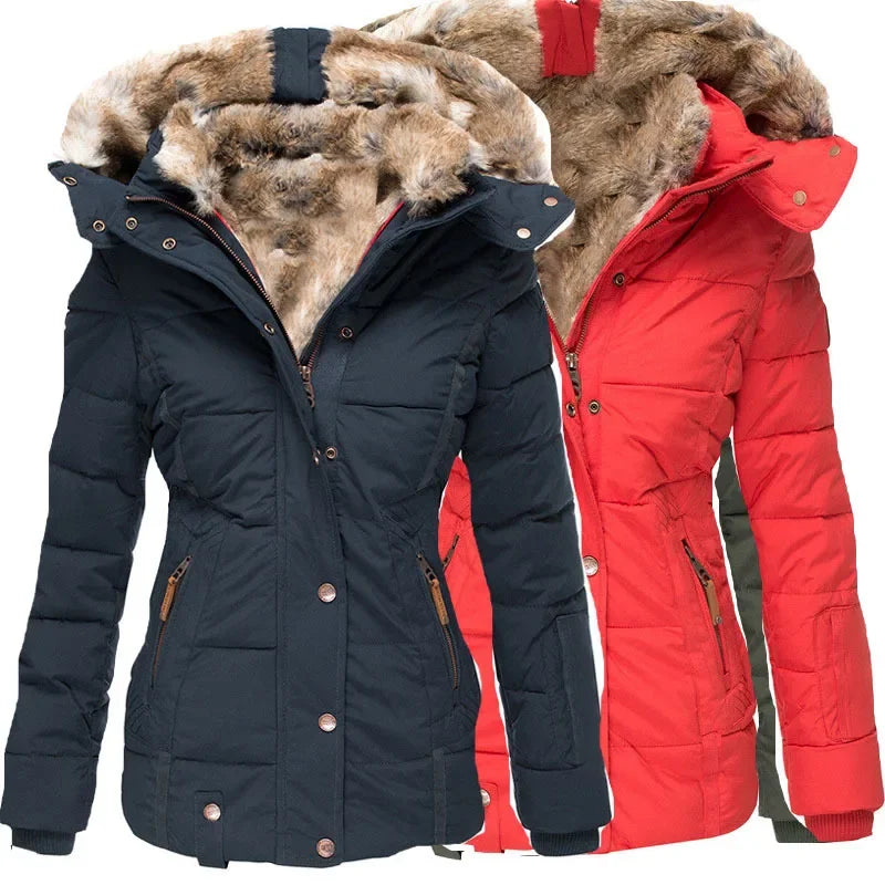 MandyLandy Cozy Fur Hooded Winter Jacket for Women