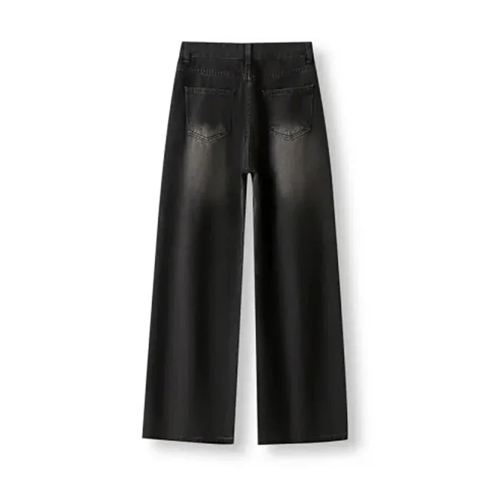 Women's High-Waist Wide Leg Jeans – Full-Length Casual Denim