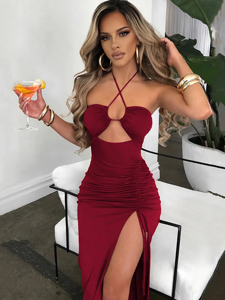 Backless Sexy Midi Nightclub Party Dress for Women