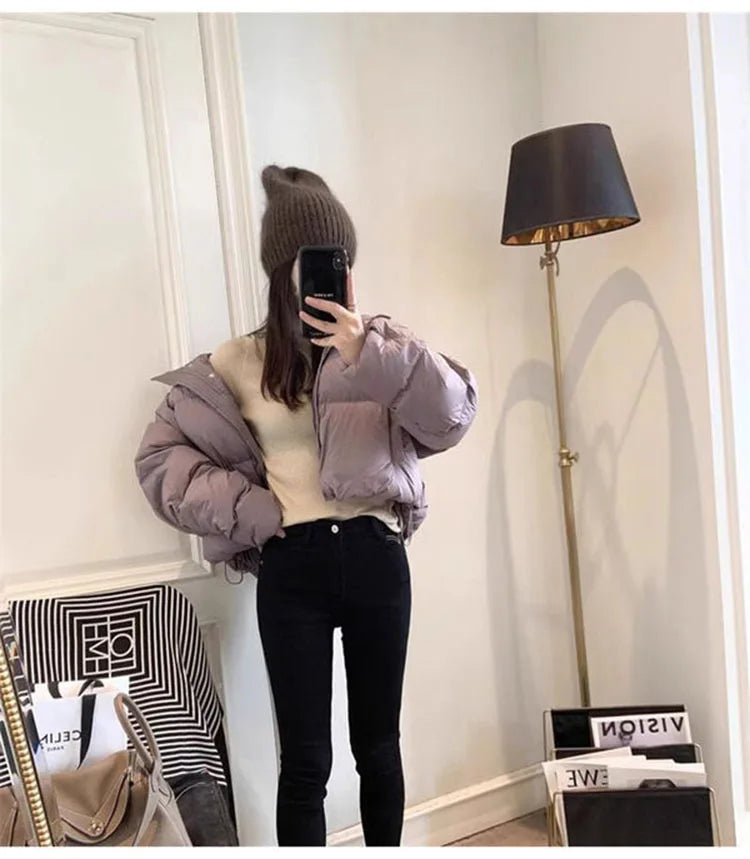 UHYTGF Warm Women's White Duck Down Parka – Hooded Casual Winter Coat
