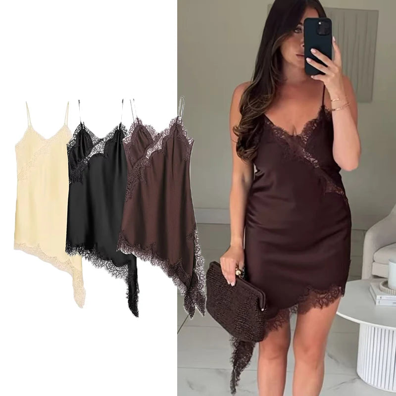 TF·MLN Asymmetrical Mini Spaghetti Strap Dress