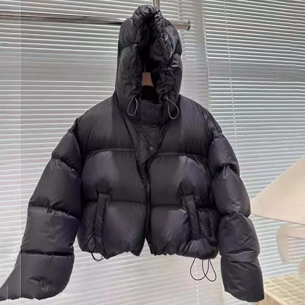 UHYTGF Warm Women's White Duck Down Parka – Hooded Casual Winter Coat