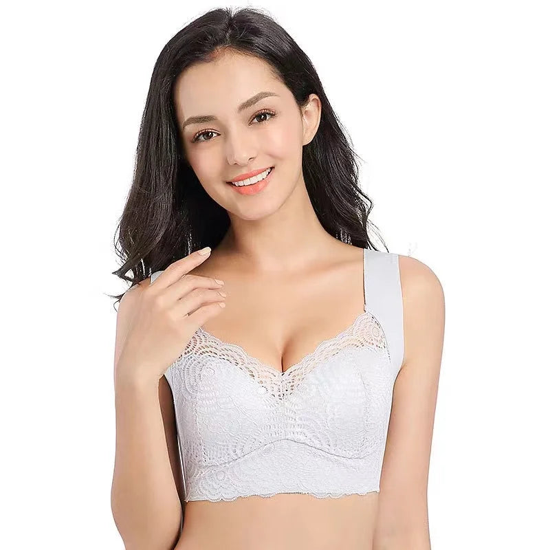 No Rims Lingeries Seamless Underwear Women Push Up Bra Plus Size 52/120CDE Lace Ice silk Bra Gathering  Sleep Bra Women Vest Bra