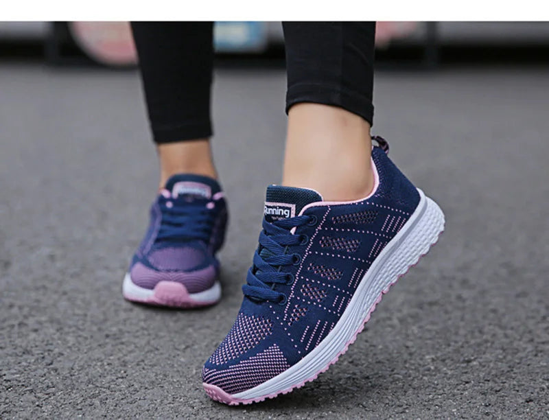 Women Casual Shoes Fashion Breathable Walking Mesh Flat Shoes Sneakers Women 2026 Gym Vulcanized Shoes White Female Footwear