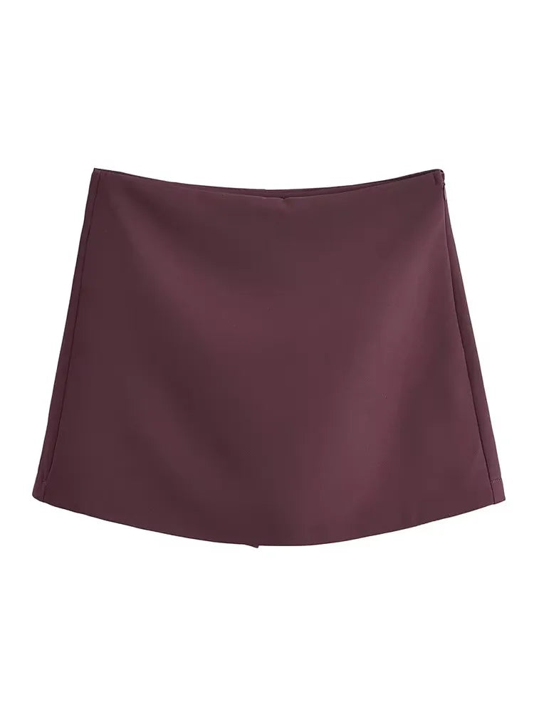 TFMLN High-Waist Skort for Women – Vintage Casual Mini Shorts Skirt with Side Zipper