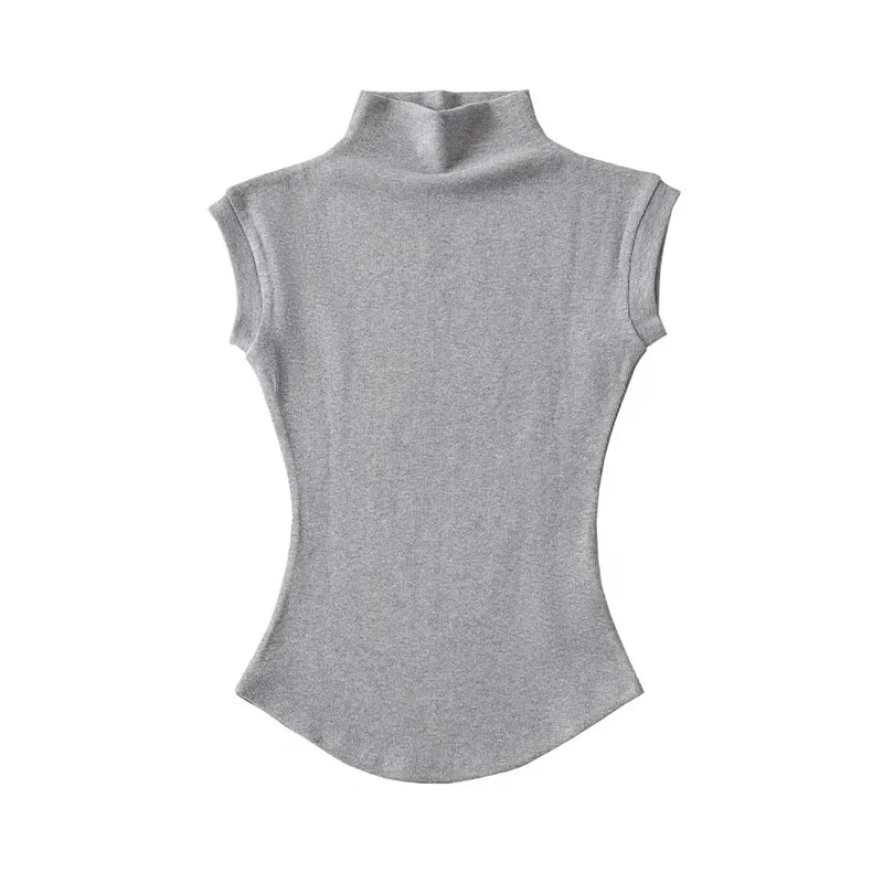 TODOBLACK Women's Sleeveless Turtleneck Slim Knit Top – Sexy Club & Summer Style