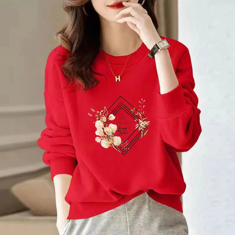 CutePatch Plush Cartoon O-Neck Sweatshirt for Women