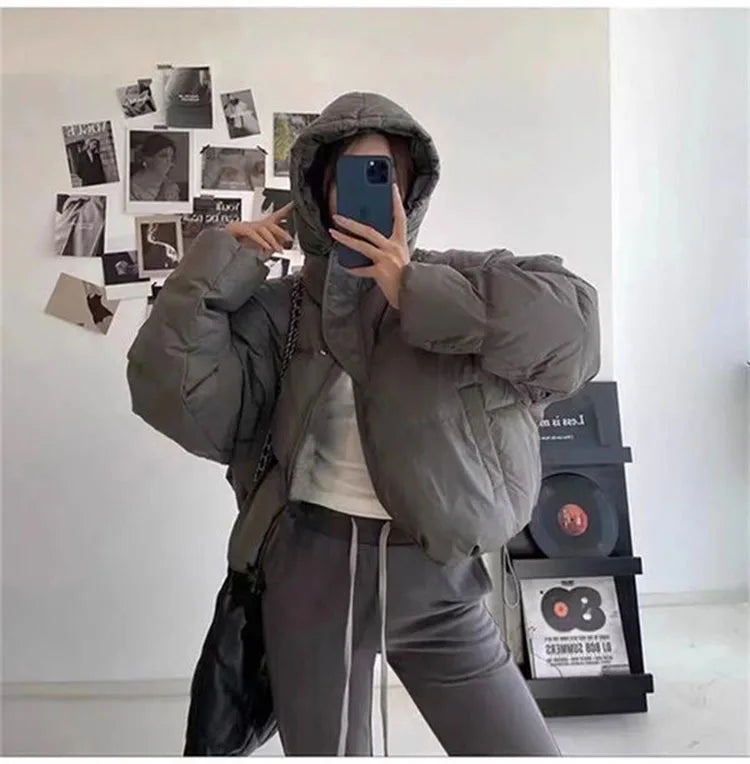 UHYTGF Warm Women's White Duck Down Parka – Hooded Casual Winter Coat