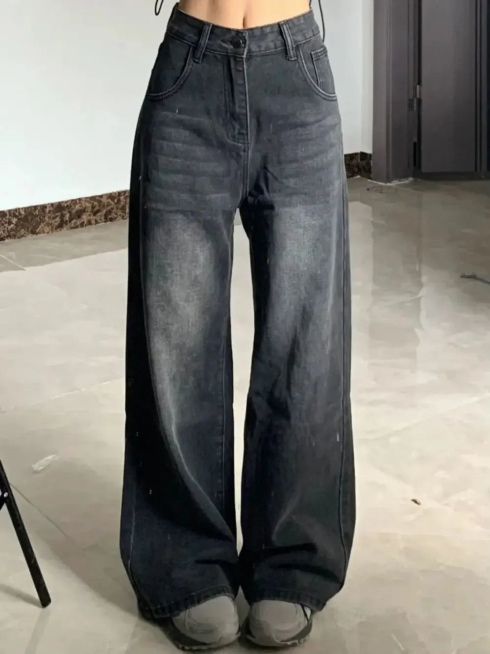 Women's High-Waist Wide Leg Jeans – Full-Length Casual Denim