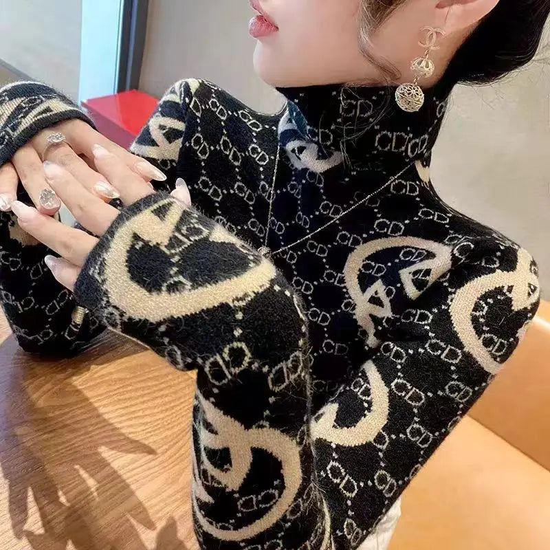 Elegance Knit Slim Turtleneck Top for Women