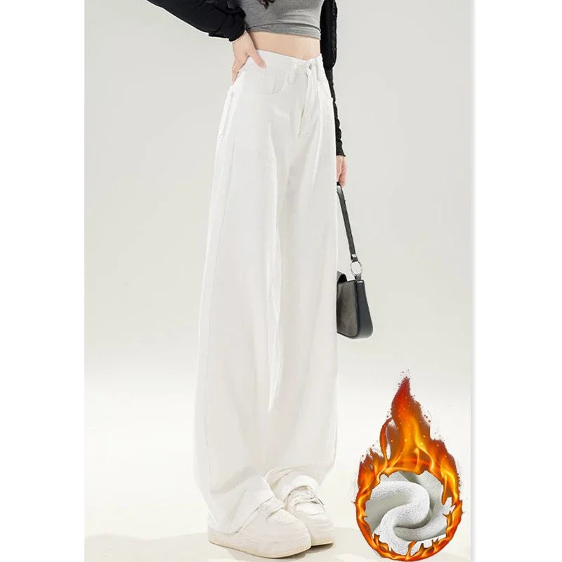 Women’s High-Waist Slim Fit Jeans – Thick Winter Cotton Denim Pants