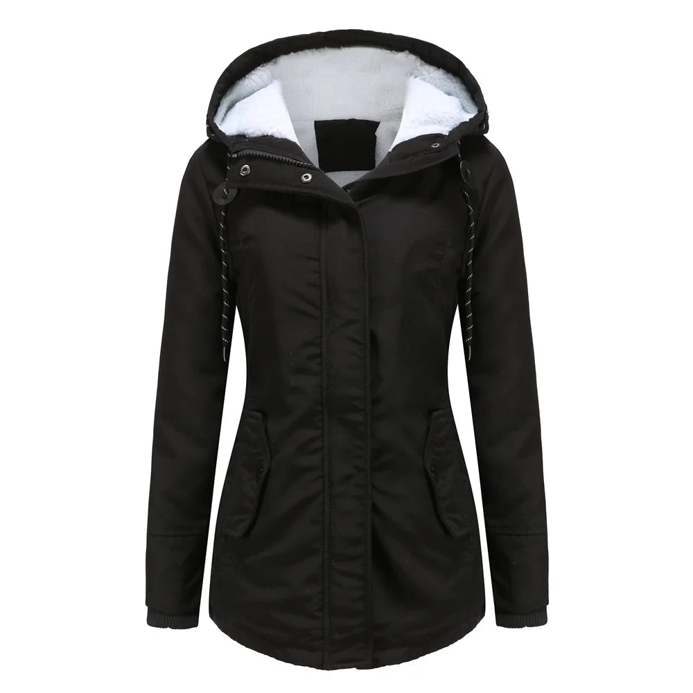 KIDCRKJ Lamb Wool Lined Hooded Winter Parka