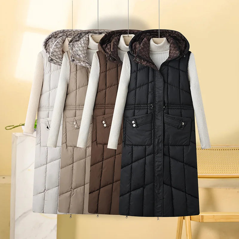 KIDCRKJ Reversible Hooded Quilted Winter Vest Jacket for Women