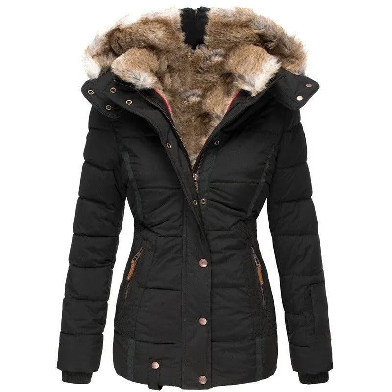 MandyLandy Cozy Fur Hooded Winter Jacket for Women