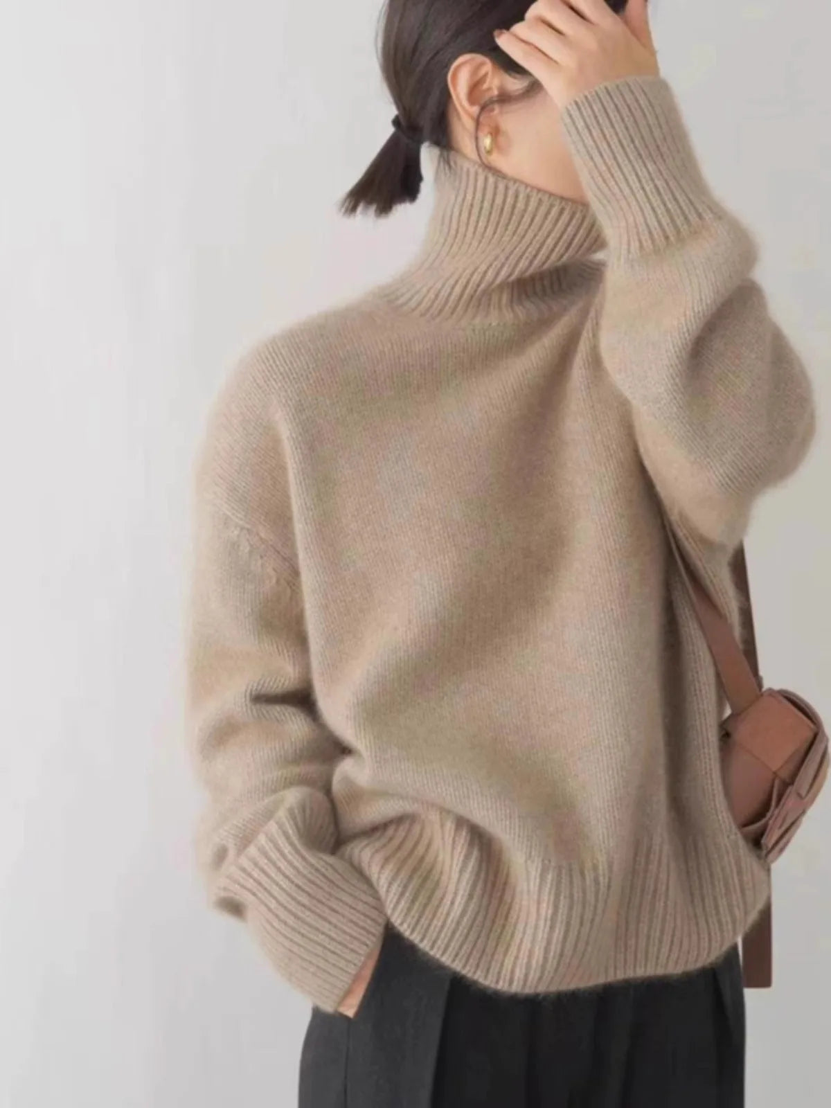 2026Autumn and Winter New Thick Cashmere Sweater Women High Neck Pullover Sweater Warm Loose Knitted Base Sweater Jacket Tops