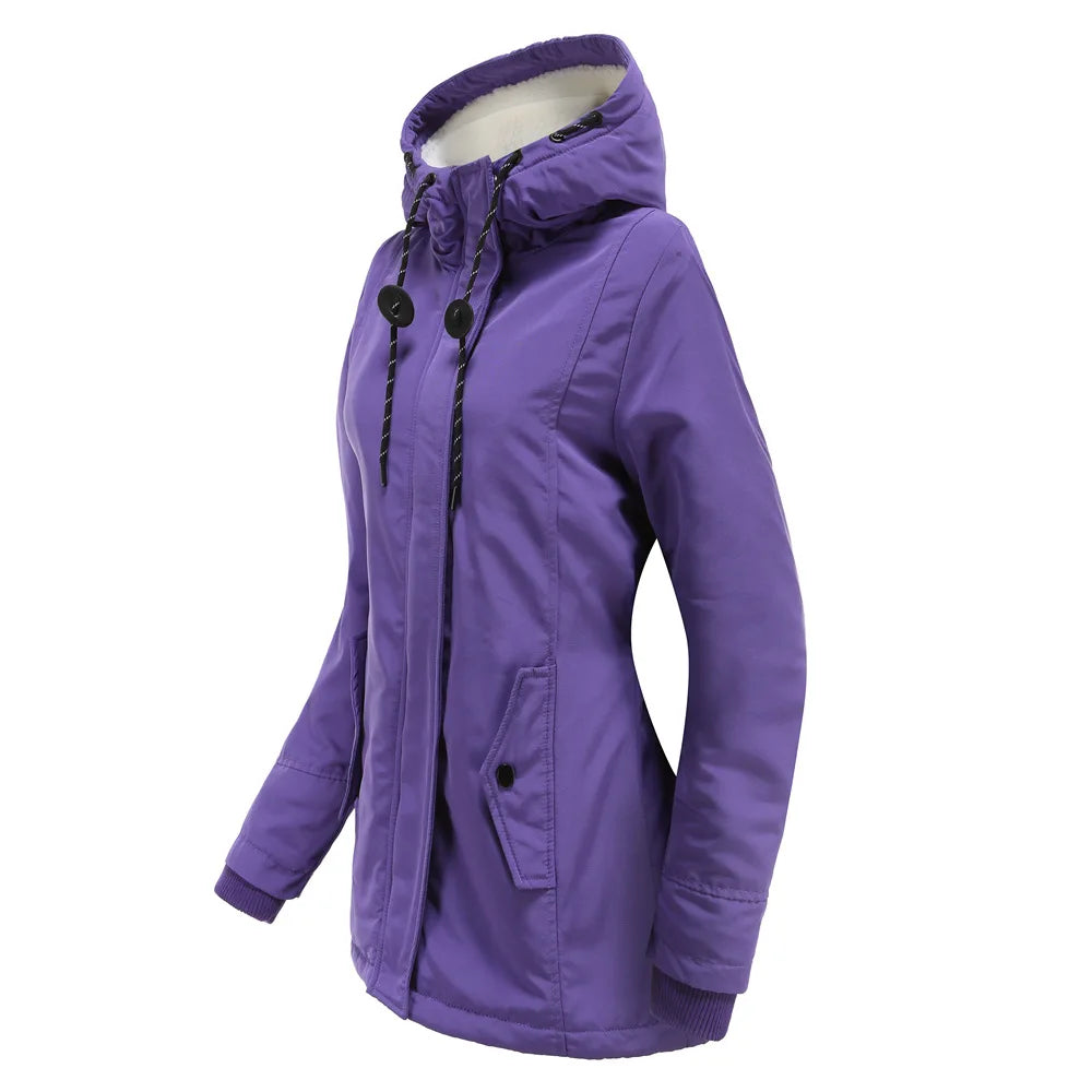 KIDCRKJ Lamb Wool Lined Hooded Winter Parka