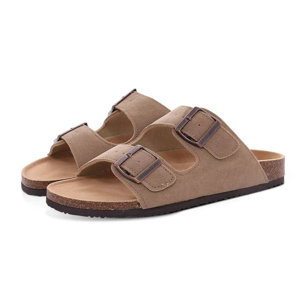 Crestar Women's Suede Clogs Leather Mules Cork Footbed Sandals Potato Shoes with Arch Support Fashion Leather Mules Shoes