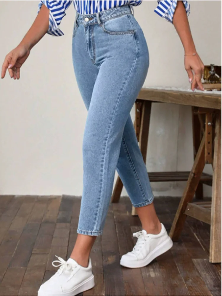 Women’s High-Waist Slim Capri Jeans – Lightweight Stretch Denim Pants