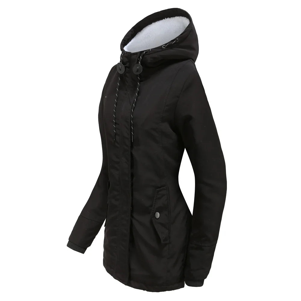 KIDCRKJ Lamb Wool Lined Hooded Winter Parka
