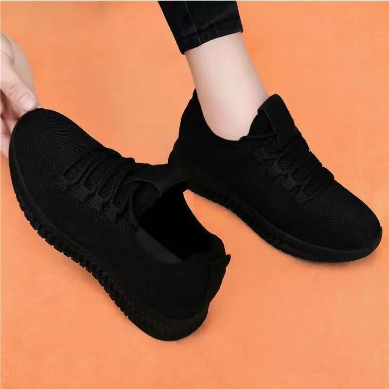 Women's Breathable Non-slip Platform Fashion New Casual Shoes Korean Running Shoes Black Sneakers Shoes for Women 2026 Autumn