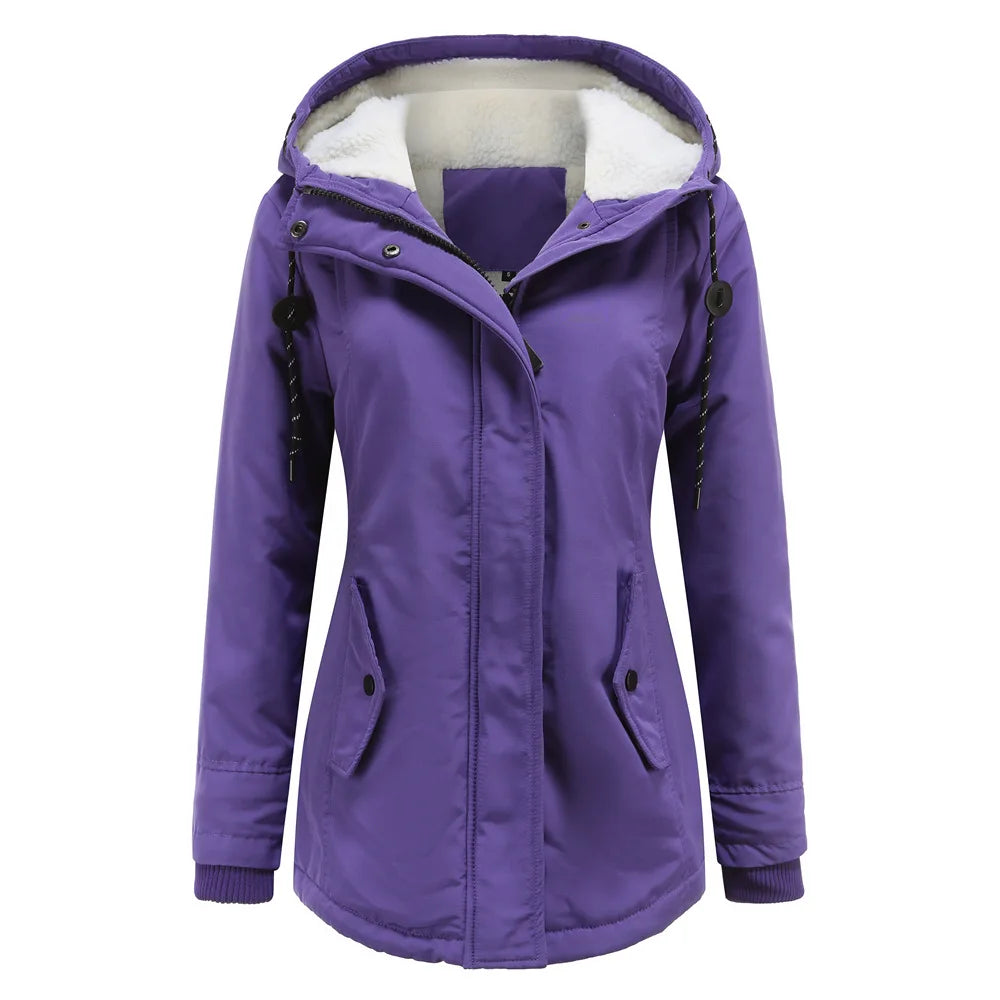 KIDCRKJ Lamb Wool Lined Hooded Winter Parka