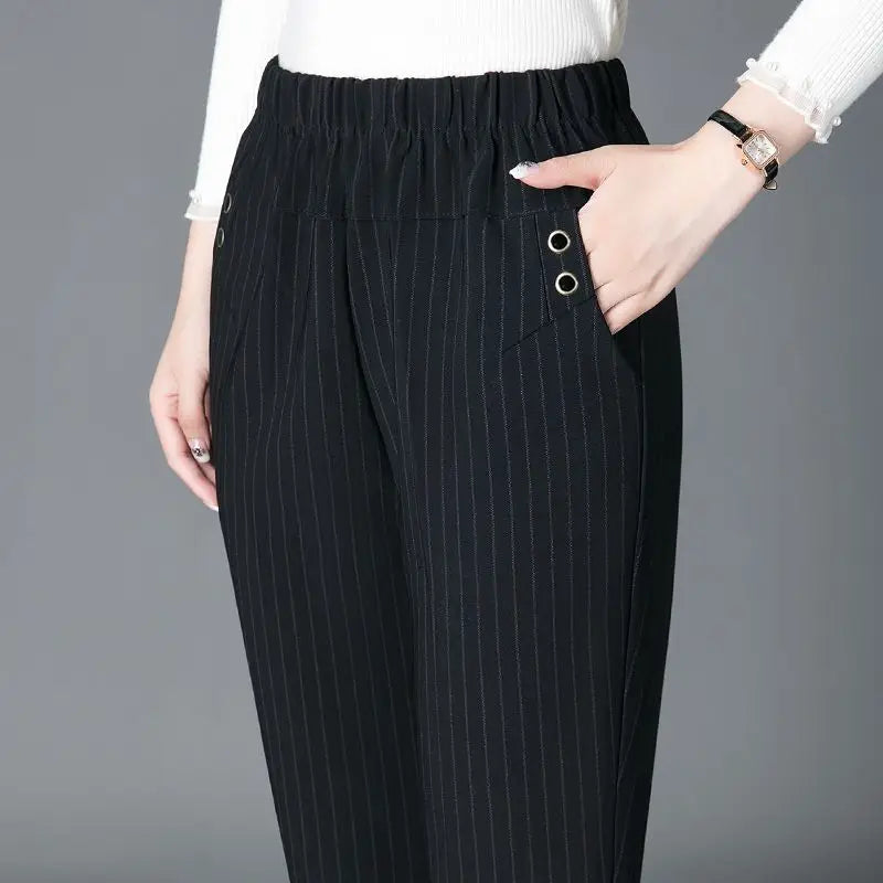 PlaidElegance High-Waist Pencil Pants for Office Ladies