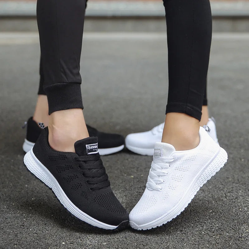 Women Casual Shoes Fashion Breathable Walking Mesh Flat Shoes Sneakers Women 2026 Gym Vulcanized Shoes White Female Footwear