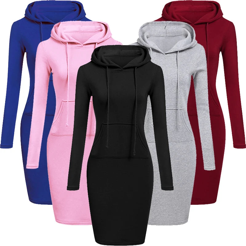 NoEnName Casual Hooded Knee-Length Dress