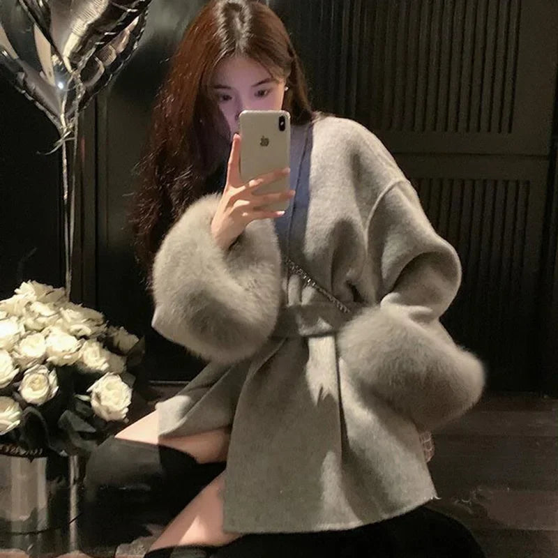 Loose Cardigan Wool Coat
