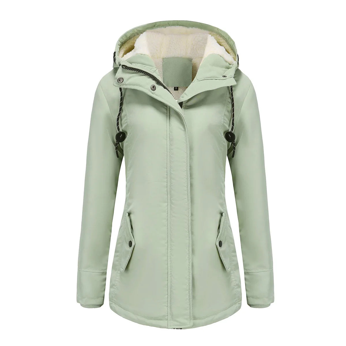 KIDCRKJ Lamb Wool Lined Hooded Winter Parka