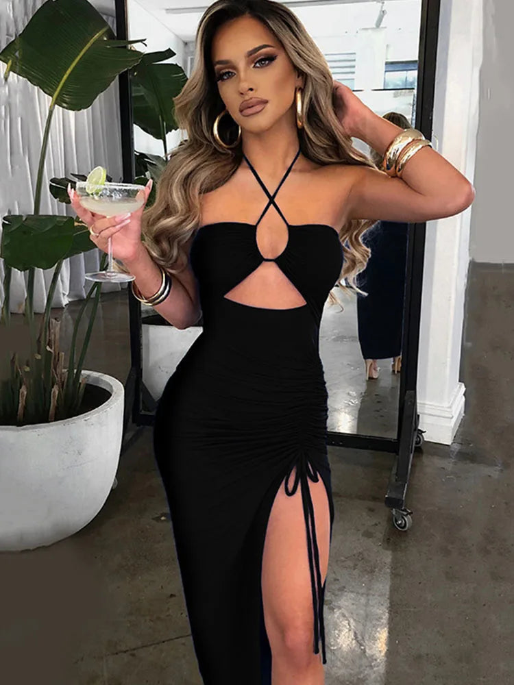 Backless Sexy Midi Nightclub Party Dress for Women
