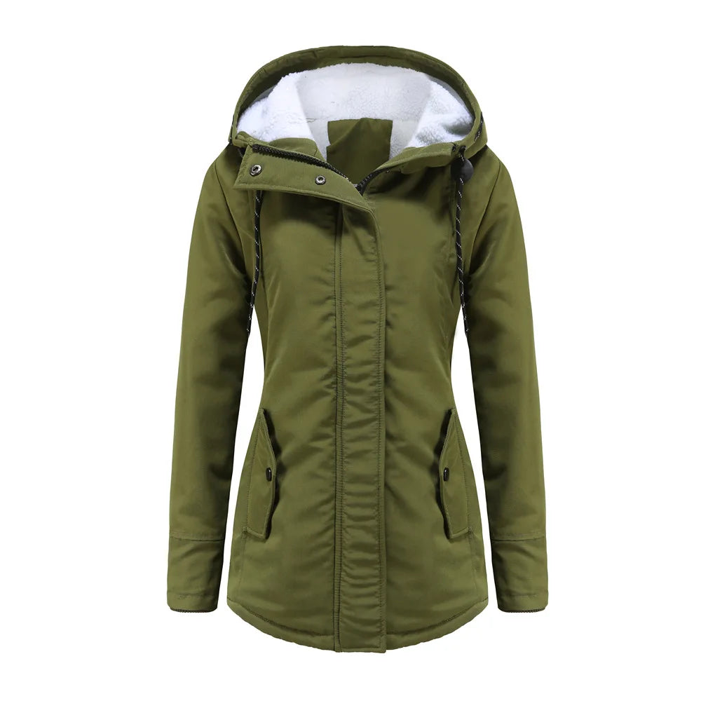 KIDCRKJ Lamb Wool Lined Hooded Winter Parka