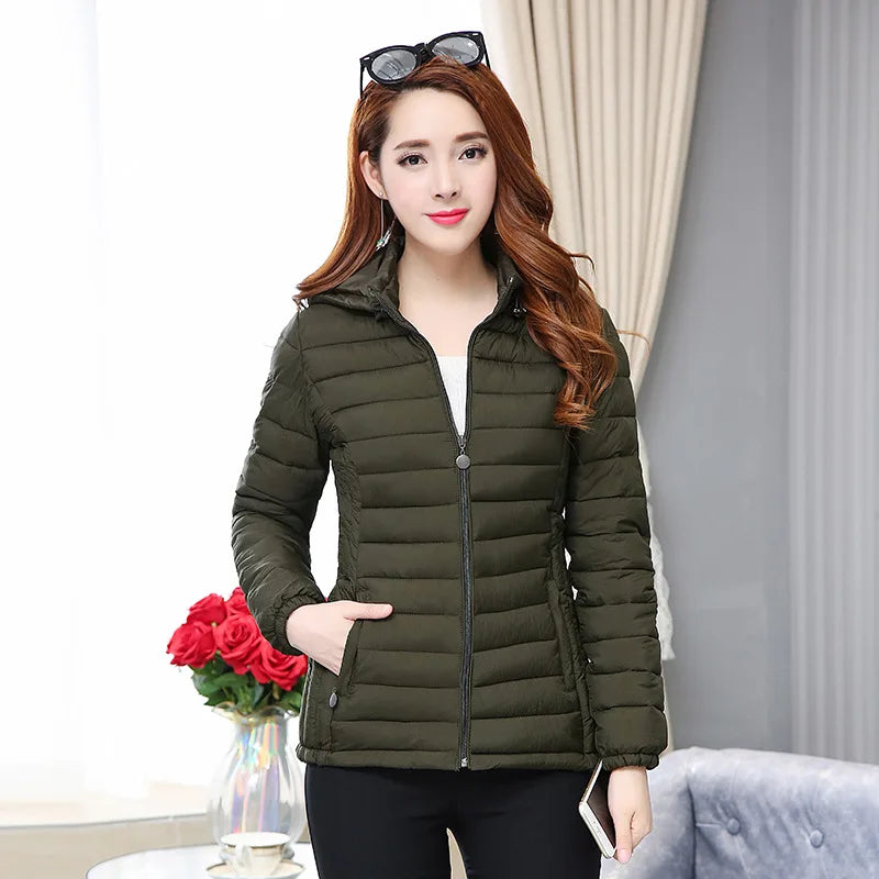 GDUWNFR Elegant Slim Hooded Winter Parka for Women